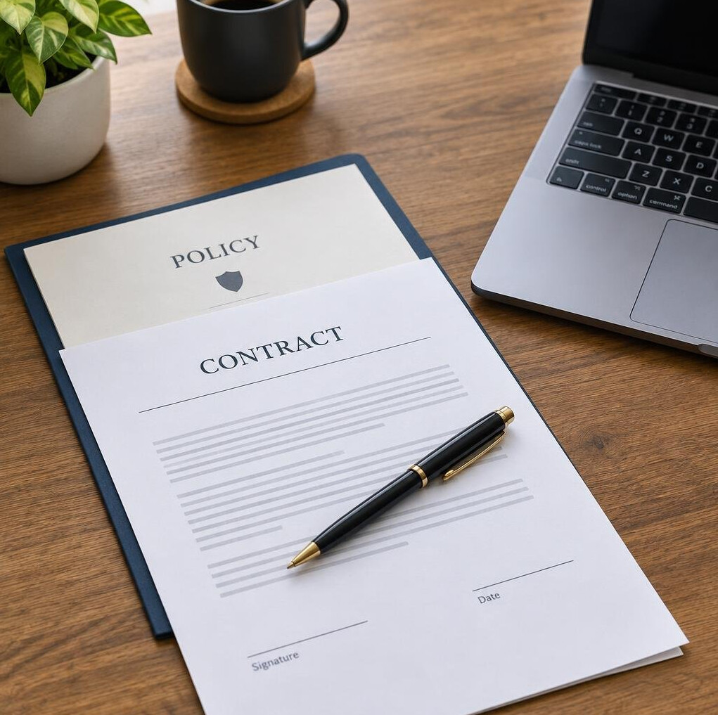 Documents and a pen on a desk